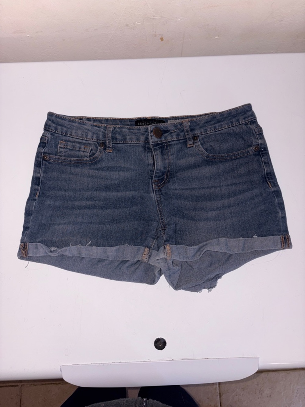 Aeropostale Dark Blue Rolled-Hem Denim Shorts